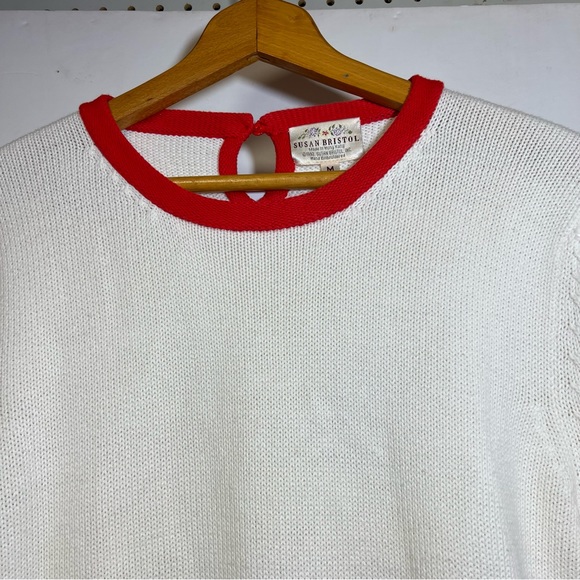 Vintage 1992 Susan Bristol Hand Embroidered Floral Short Sleeve Sweater - Picture 6 of 13